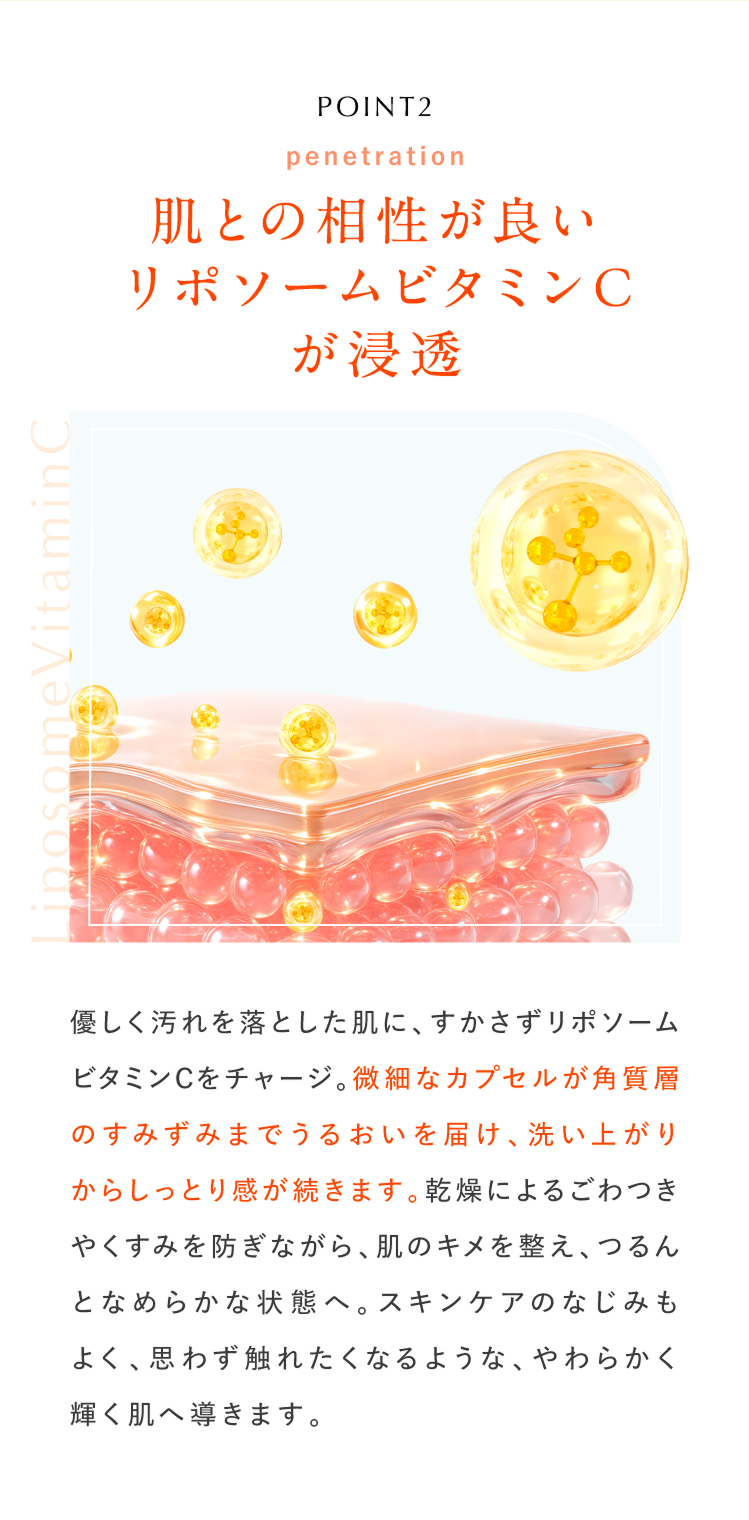 肌との相性が良いリポソームビタミンCが浸透