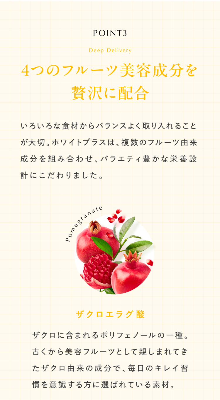4つのフルーツ美容成分を贅沢に配合